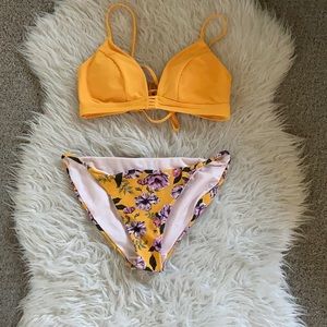 Two piece yellow bikini